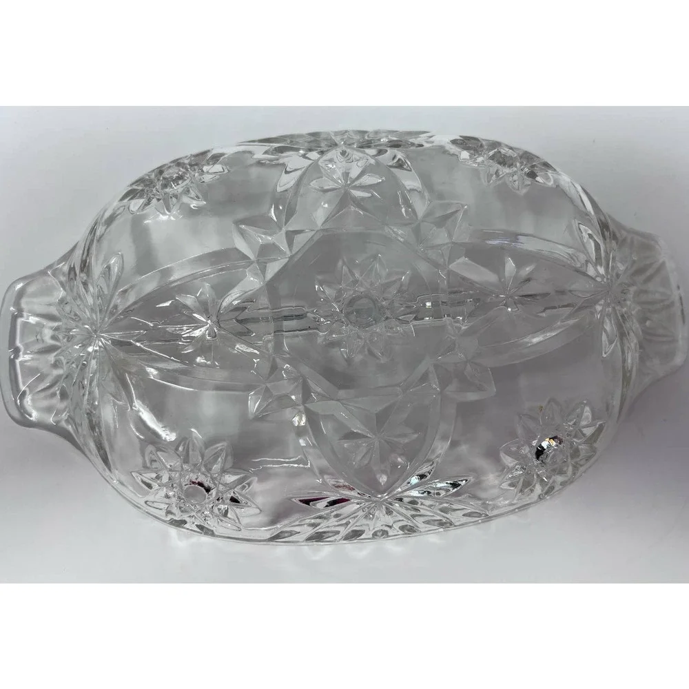 Clear Cut Crystal Star of David‎ Two Sides Divider Relish/Candy/Nut/Trinket Dish
